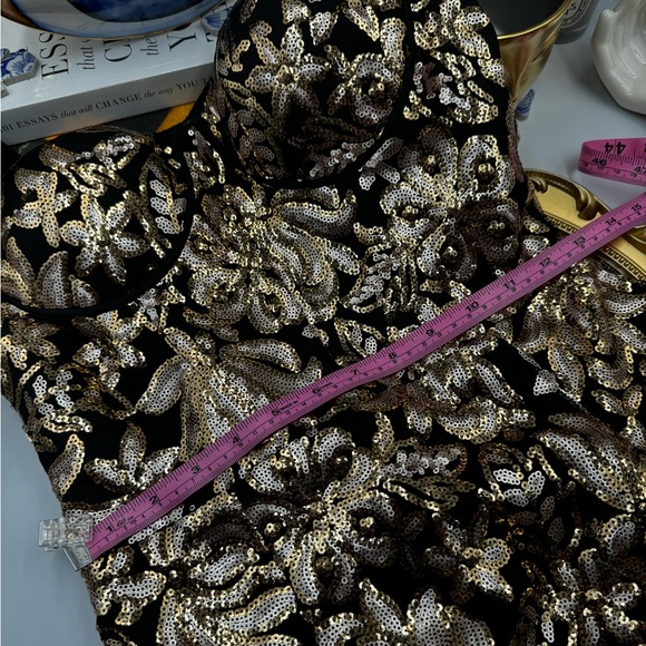 🆕 BRONX & BANCO 🧿 NWOT Louise Floral Sequin Midi Dress - Black & - Picture 14 of 17